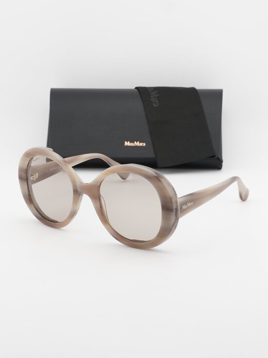 Max Mara RENEE MM0074 20E Round Sunglasses - Striped Grey / Brown main image 9